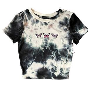 NWT Charlotte Russe Crop Top Tye Dye with Butterflies XS